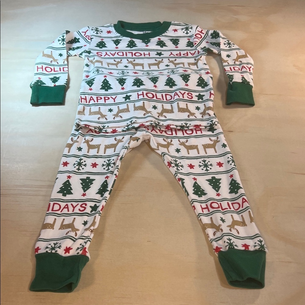 Carter's Green and Red Holiday Pajama Set 100 % Cotton Sz 18M - Picture 1 of 8